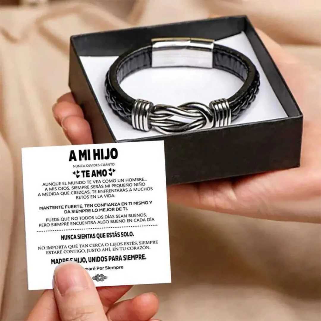Pulsera de cuero genuino con símbolo de infinito para hombres, regalo para hijo o nieto