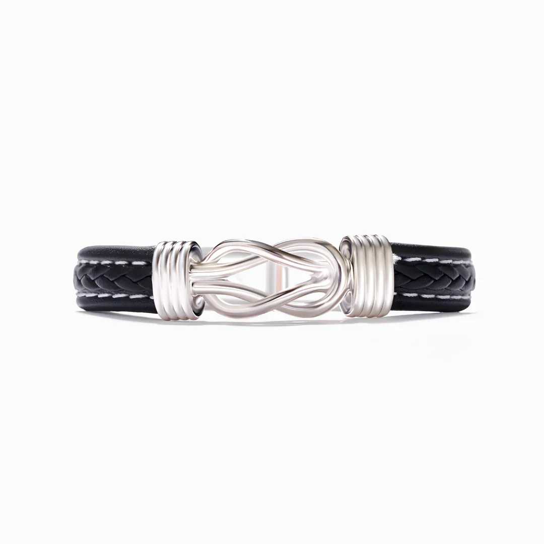 Pulsera de cuero genuino con símbolo de infinito para hombres, regalo para hijo o nieto