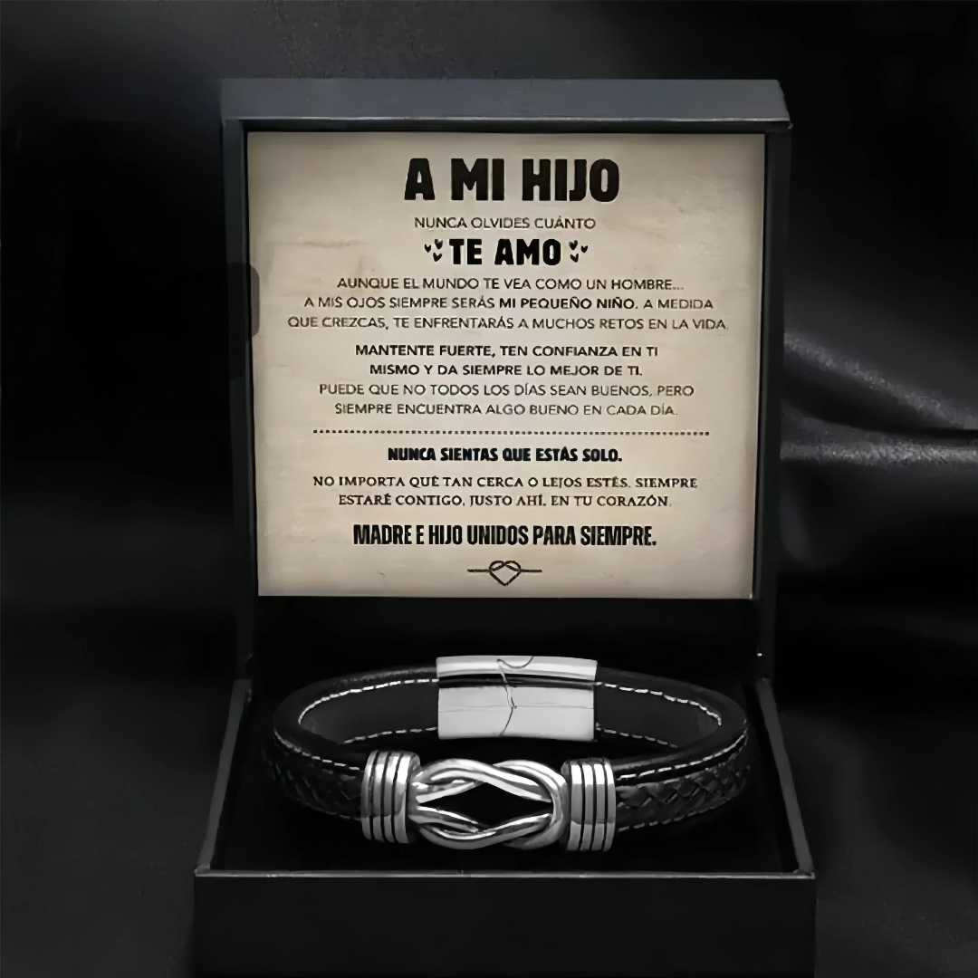 Pulsera de cuero genuino con símbolo de infinito para hombres, regalo para hijo o nieto