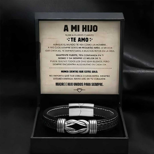 Pulsera de cuero genuino con símbolo de infinito para hombres, regalo para hijo o nieto